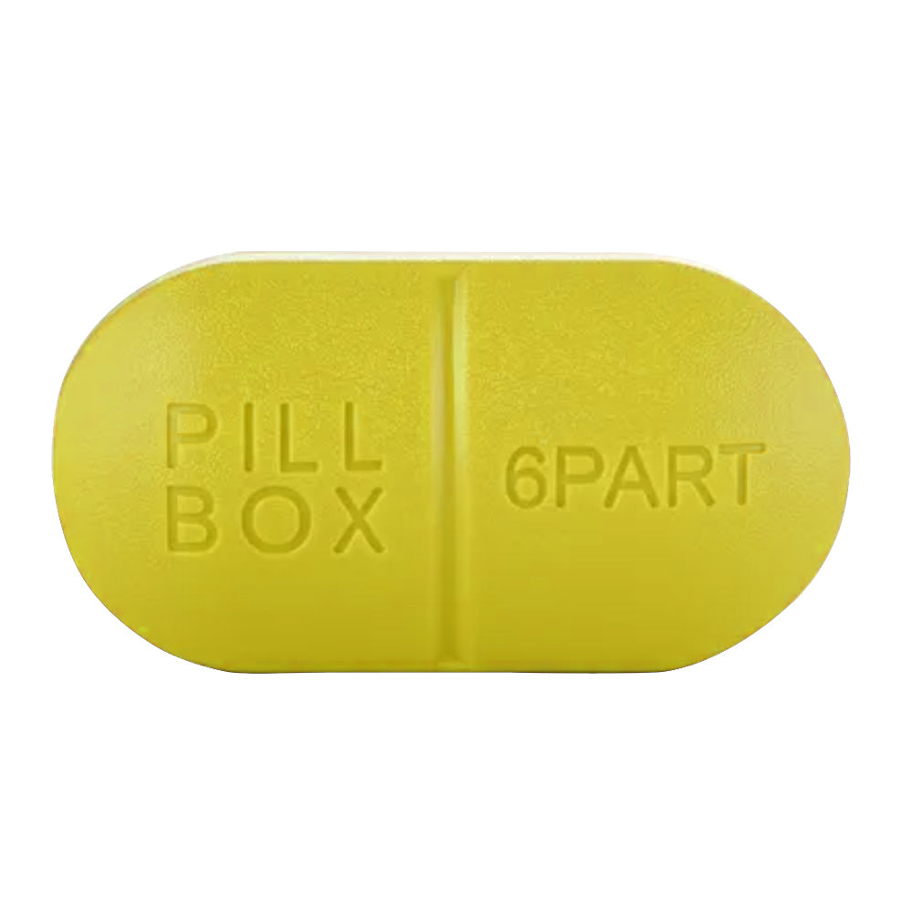 Sporter - Oval Pill Box - 6 Parts - Yellow