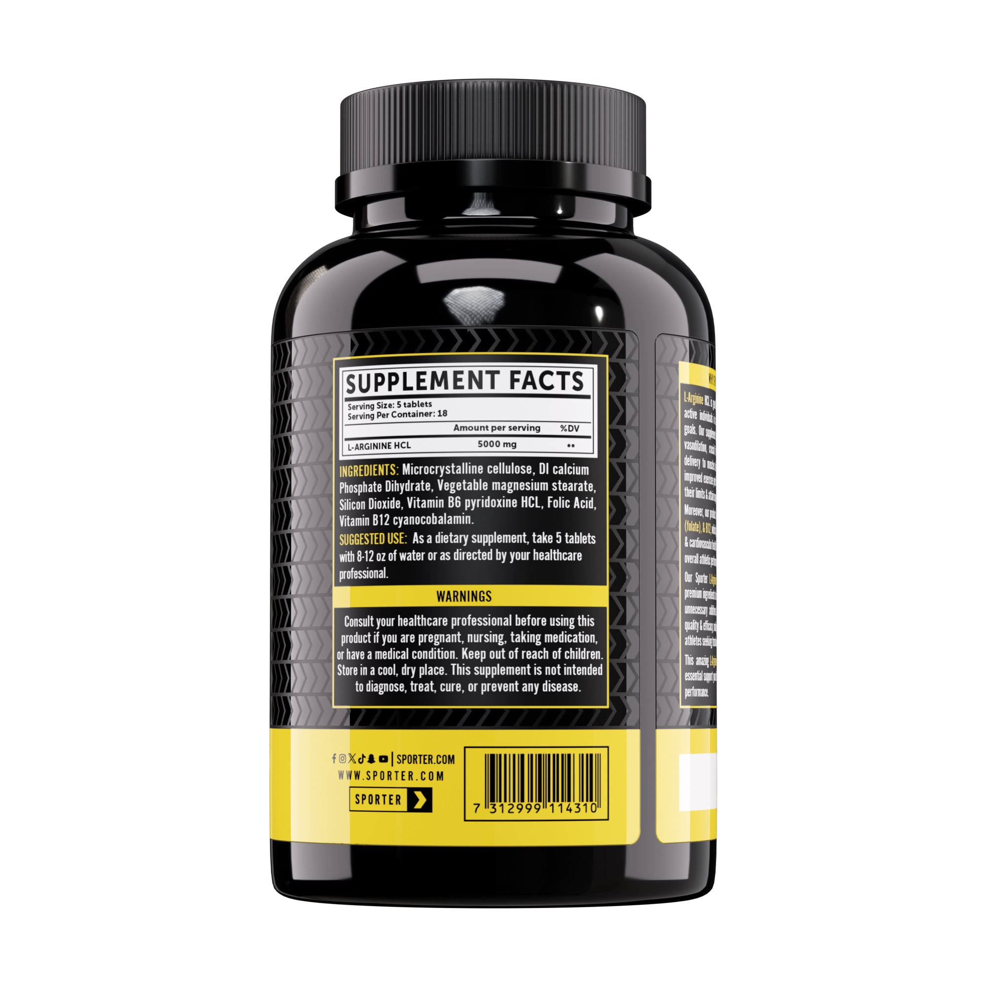 Sporter - L-Arginine (5000mg, 90 Tablets)