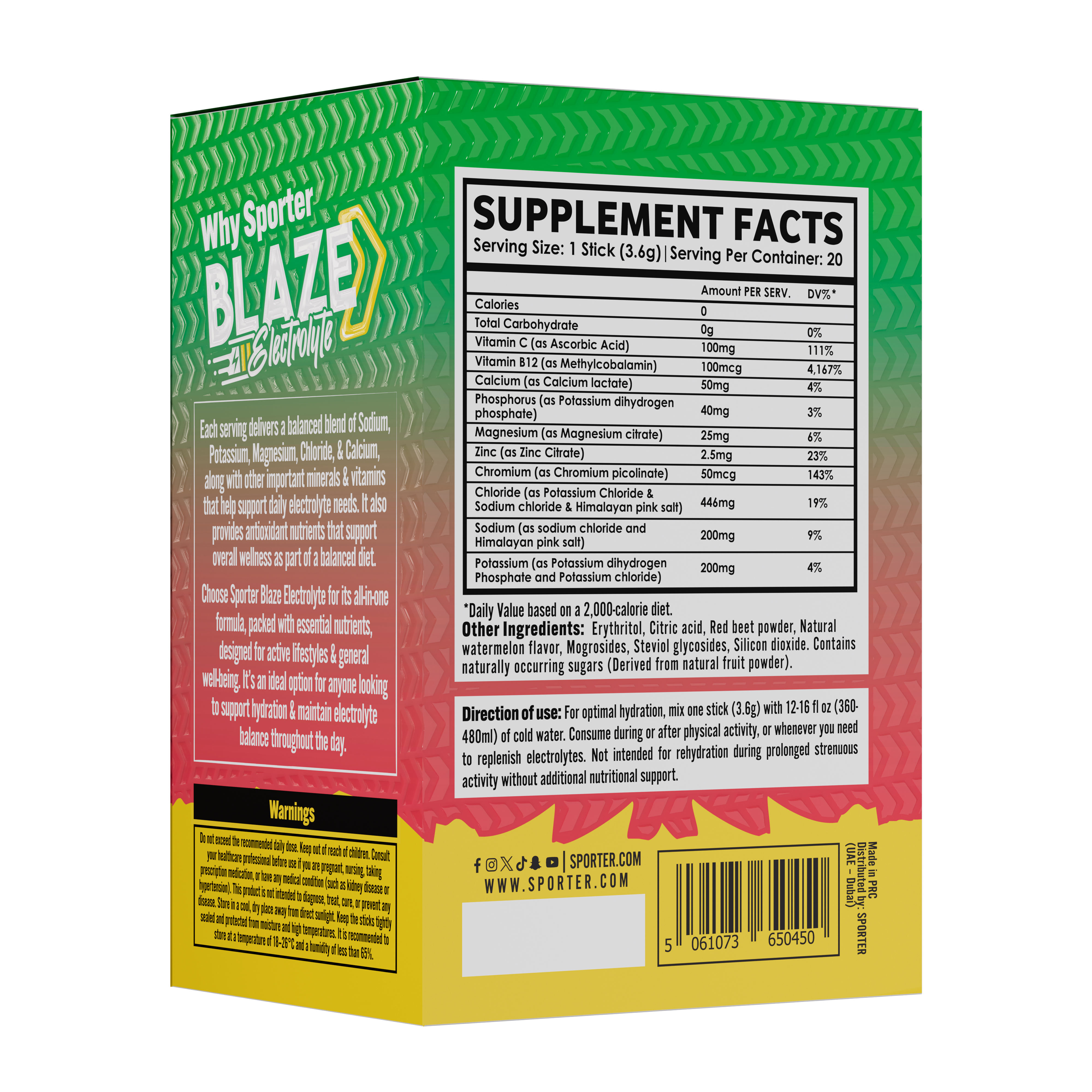 Sporter - Blaze Electrolyte - 20 Sticks