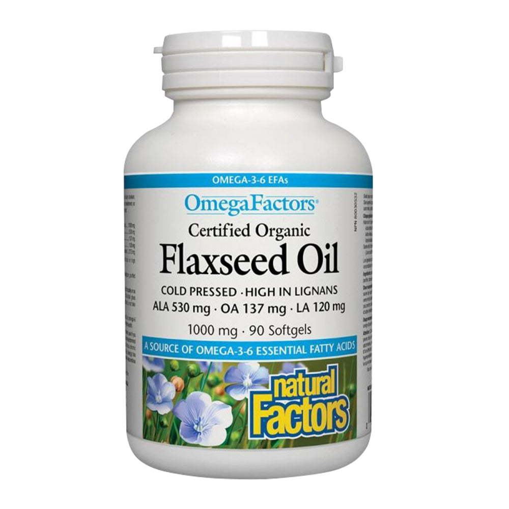 Natural Factors - Certified Organic Flaxseed Oil 1000mg