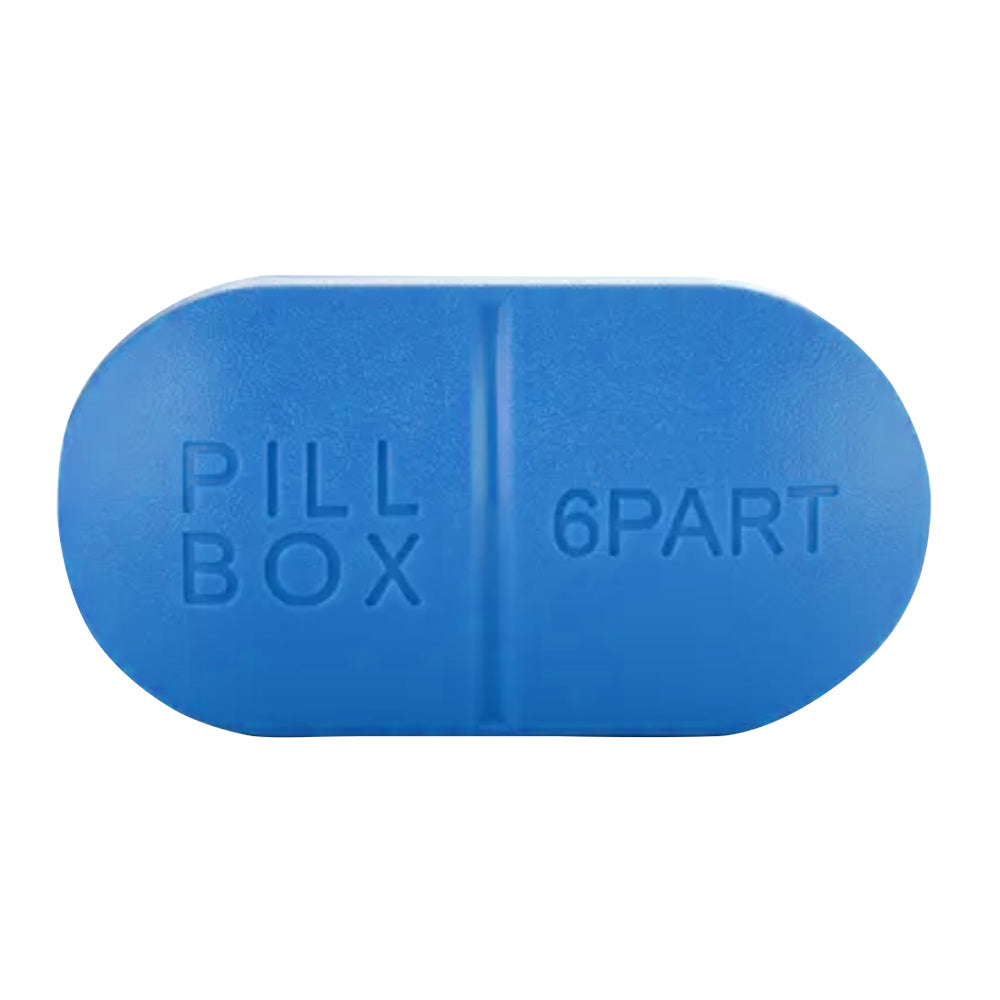 Sporter - Oval Pill Box - 6 Parts - Blue